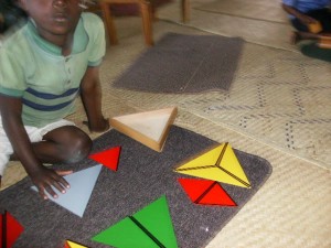 Montessori Sensorial= Developing a mathematical mind! The constructive triangles allow children to experience geometry in a concrete way! 