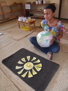 Maria'h we love you! Studying history (time) and geography with student created materials. And we learn how to sing our lessons too! "The earth goes around the sun, the sun, the earth goes around the sun. It takes 12 months, 32 weeks, 365 days. Woo!"